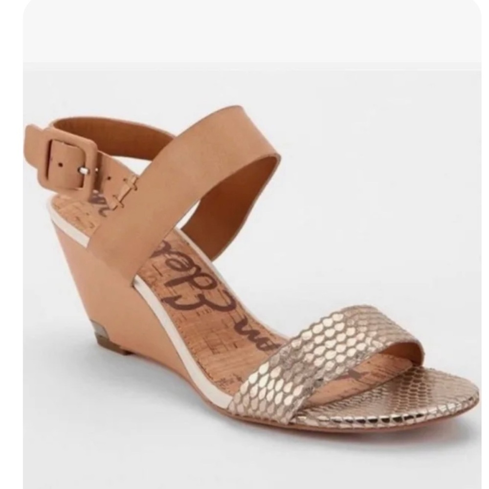Sam Edelman Sutton snake print wedge sandals.